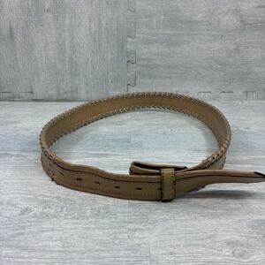 Circle Y Western Leather Belt Mens 38 Silver Braided Tan Leather Detail CRACKED